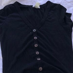 Bozzolo Black Ribbed Top